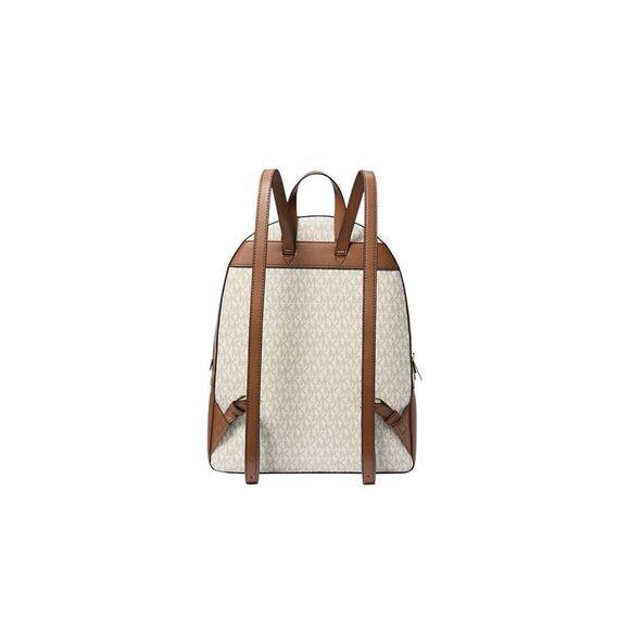 Michael Kors Jaycee Medium Zip Pocket Backpack Bag Tote Vanilla Logo Leather NWT main image 10